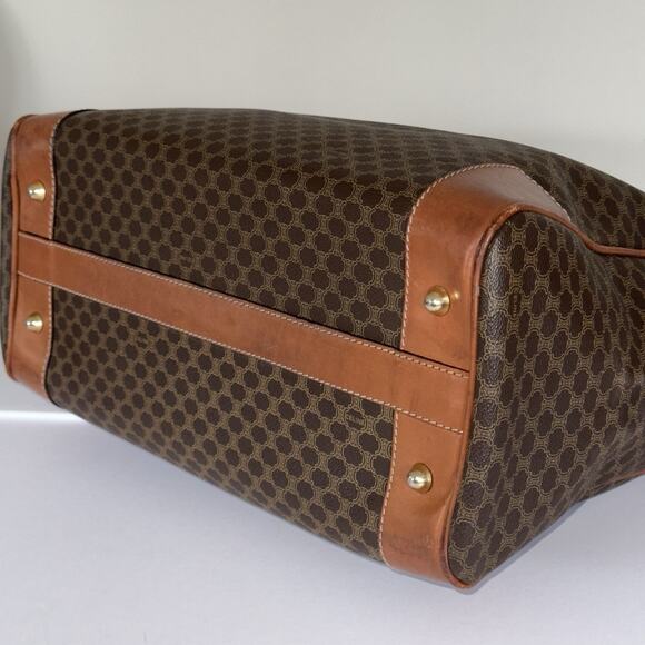 Vintage CELINE Macadam Large Boston Travel Bag Brown Coated Canvas Leather Italy - Picture 7 of 16